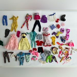 Lot of Vintage Barbie Doll Clothes pants dresses accessories 70s 80s 90s